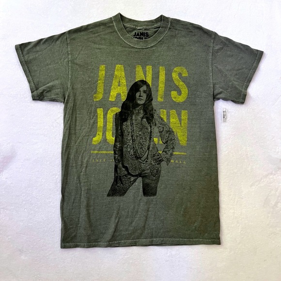 Janis Joplin Tops - Janis Joplin Graphic T-Shirt Olive Green Vintage Style Rock Band Tee S/Medium